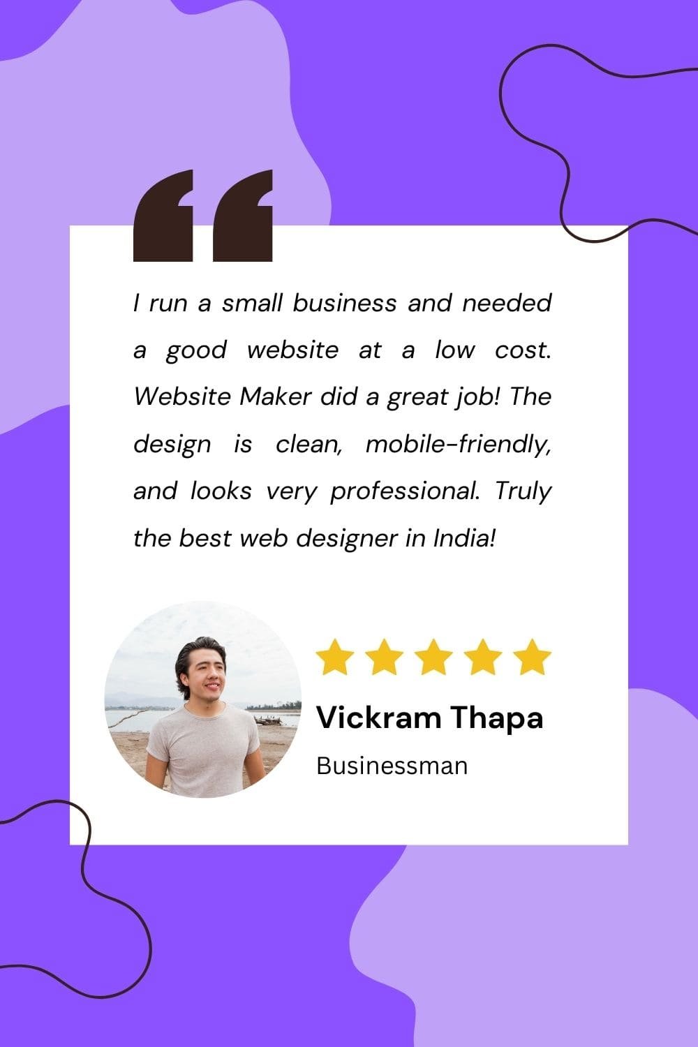 Small business owner testimonial for best web designer in India