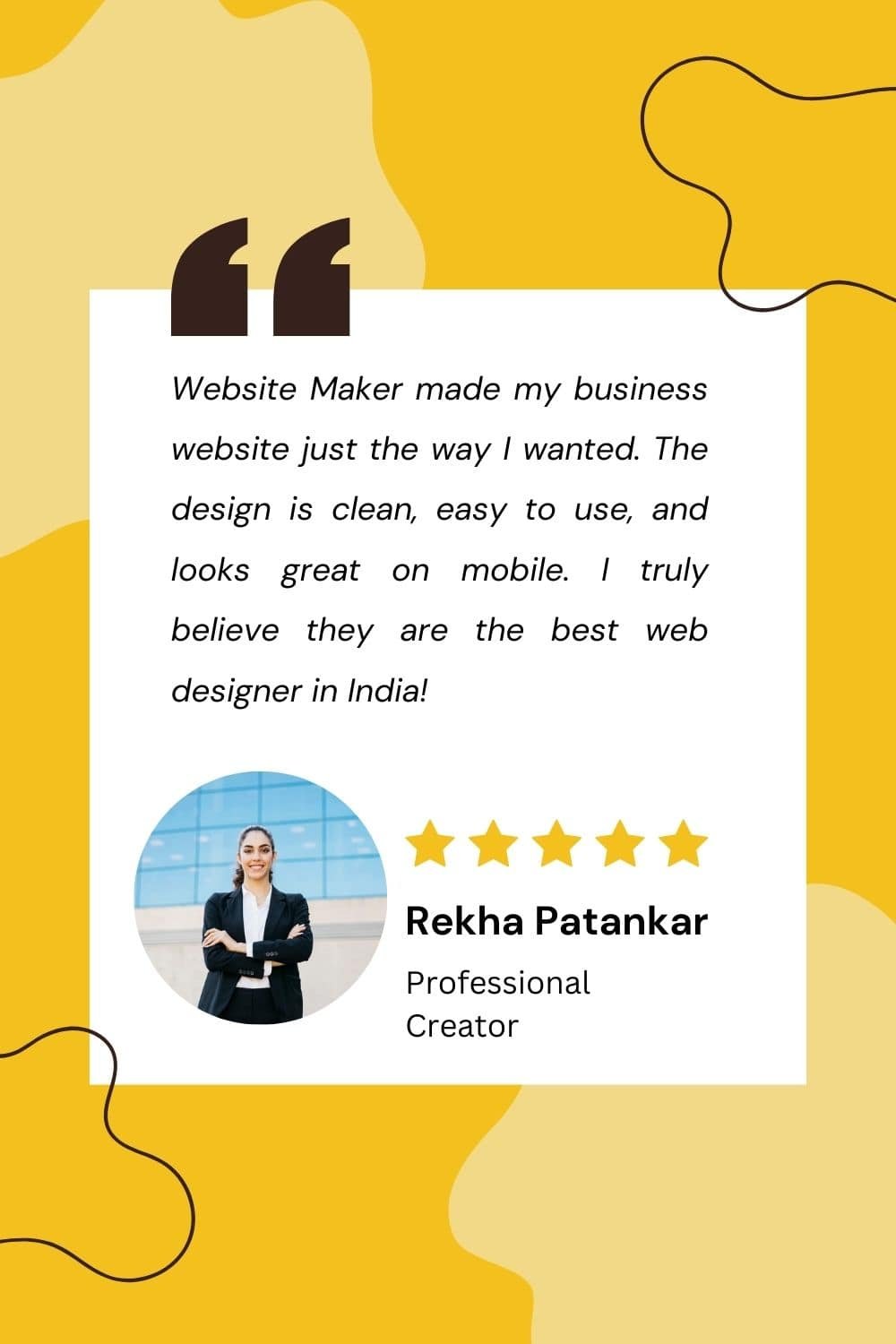 Client review praising the best web designer in India